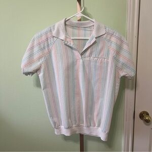 Vintage Seersucker top pastel striped